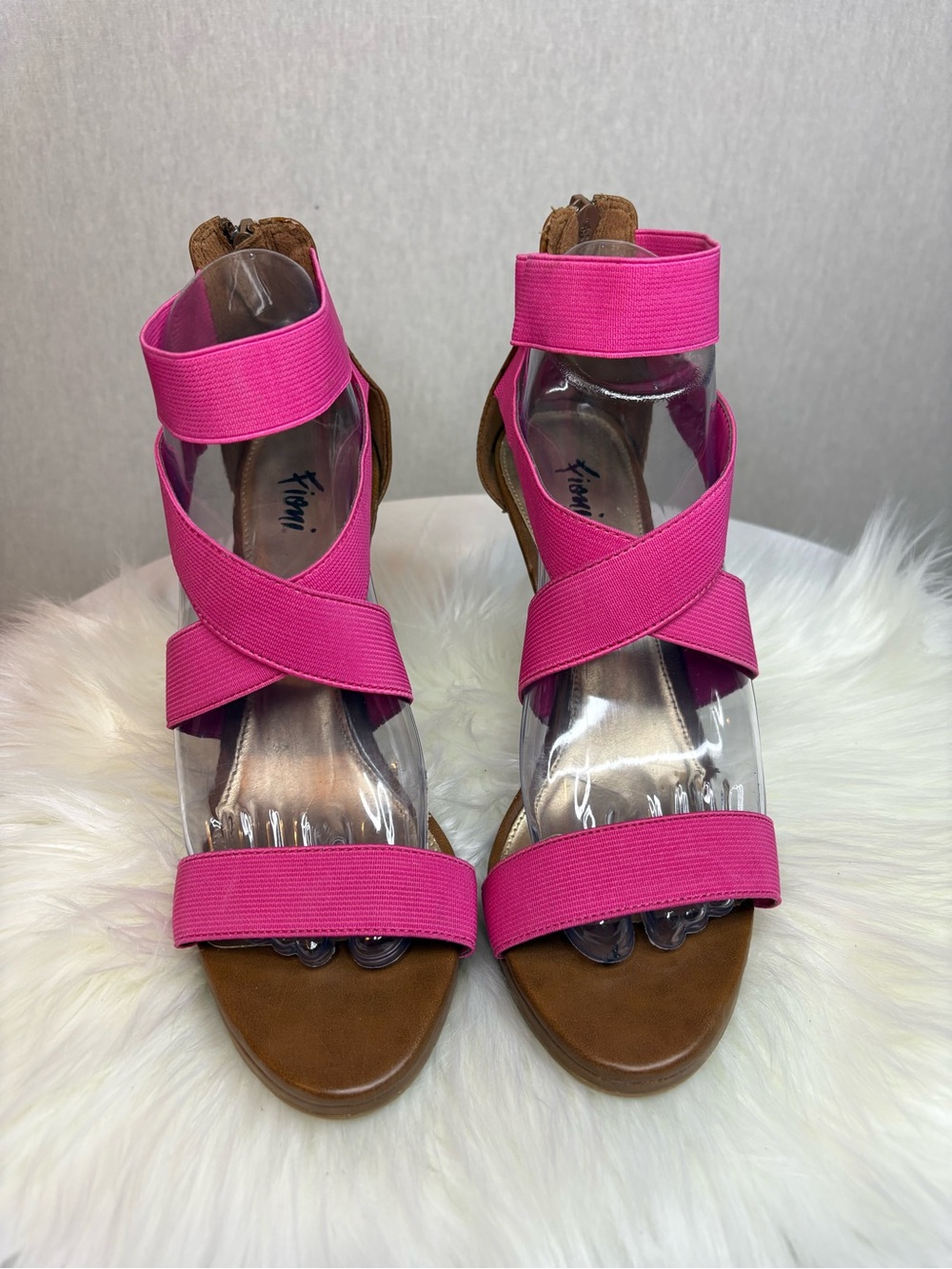 FIONI Clothing Hot Pink Crisscross Elastic Sandals